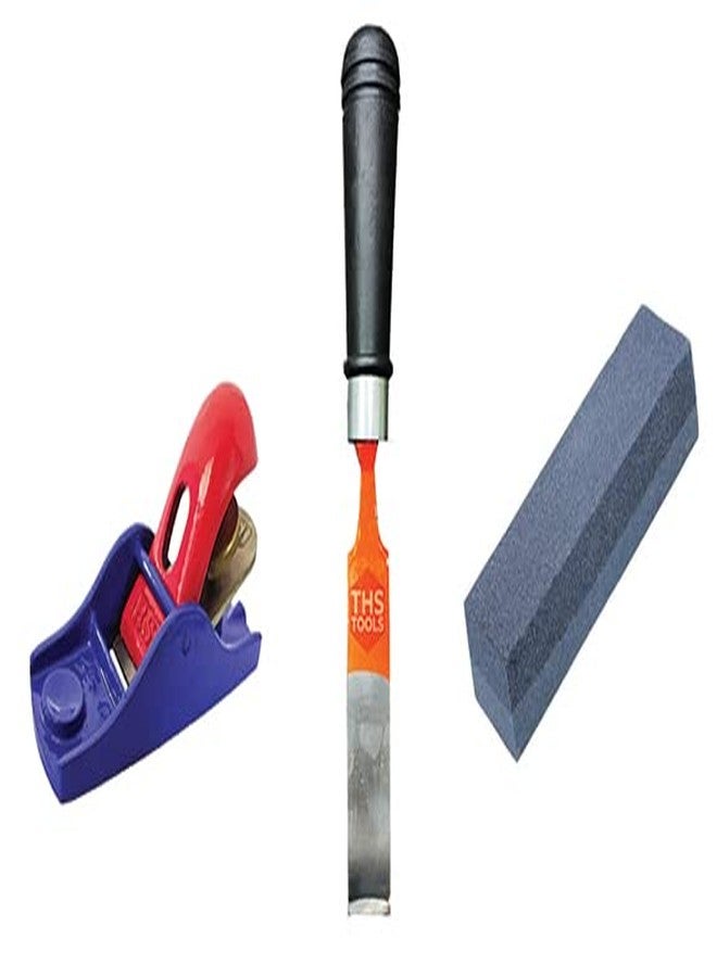THS DIY Carpenter Tools Combo Block Planer, Chisel & Sharpening Stone - Image 2